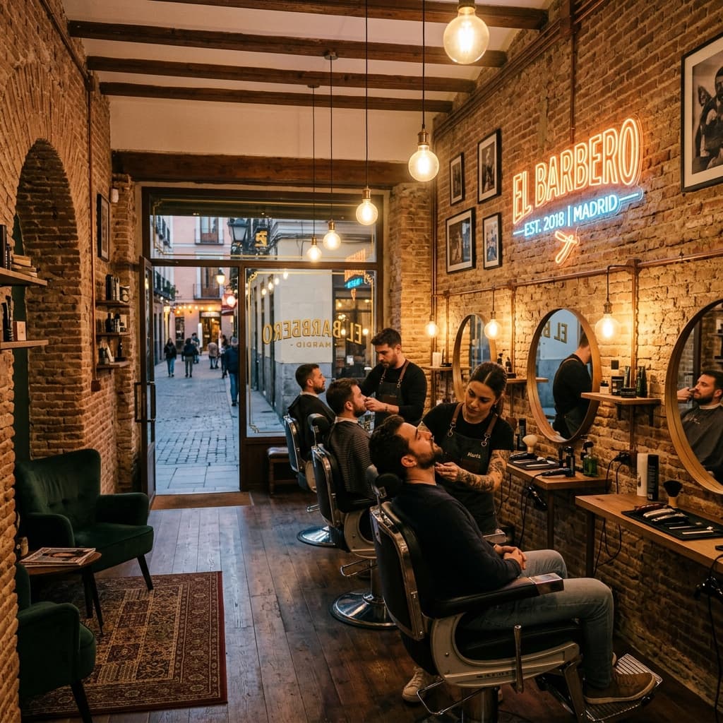 Interior de barbería 3pleL Studio